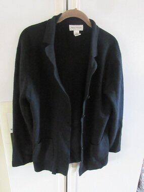 rena wowan vintage 100 merino wool black button front cardigan xl